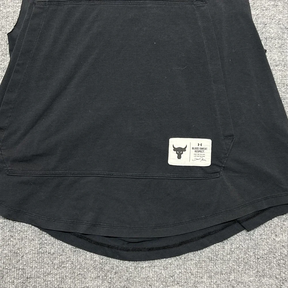 Under Armour Project Rock Tank Hoodie Mens XL Black Sleeveless Training Top